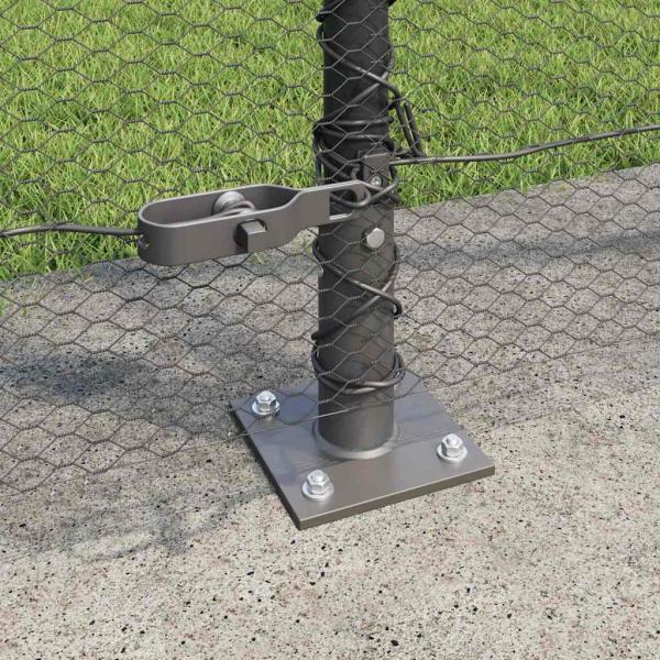 Zaun Set Set aus 2 Grau Pulverbeschichteter Stahl 25 x 1,5 m