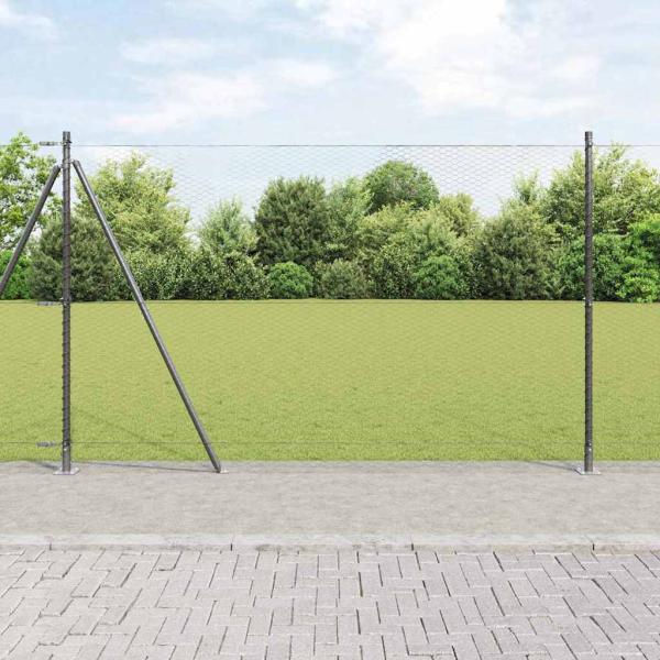 ARDEBO.de - Zaunset Set aus 2 Grau Metall 25 x 1,5 m Langlebig