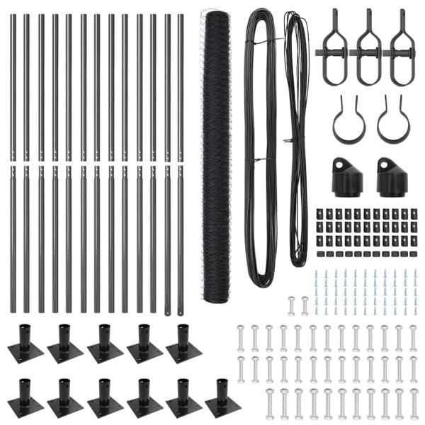 Zaunset Set aus 2 Grau Stahl 25 x 1,5 m Langlebig Zaunset
