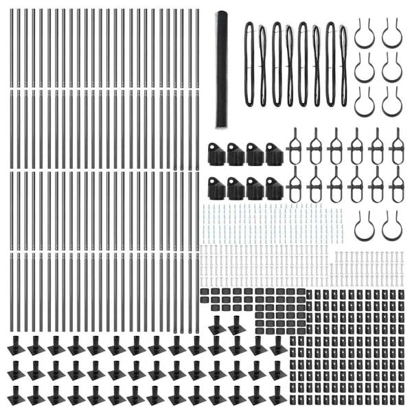 Sechseckzaun Grau 1,5 x 100 m Stahl, Zaunpfosten mit Basisplatten 13 Stück Ø32mm 83,5cm Verzinkt