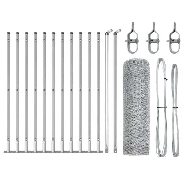Zaun Set 2er Set Verzinkter Stahl 25 m lang, 0,5 m hoch
