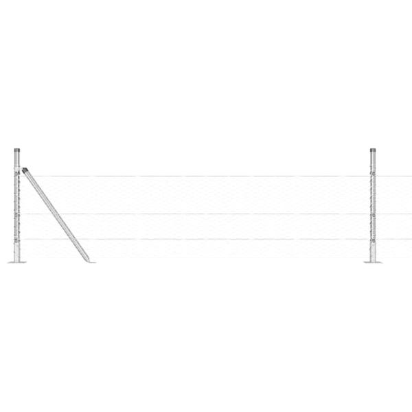 Sechseckzaun 0.5x50 m Verzinkter Stahl, Zaunpfosten mit Grundplatten 13 Stk Ø32mm 70cm Verzinkter Stahl