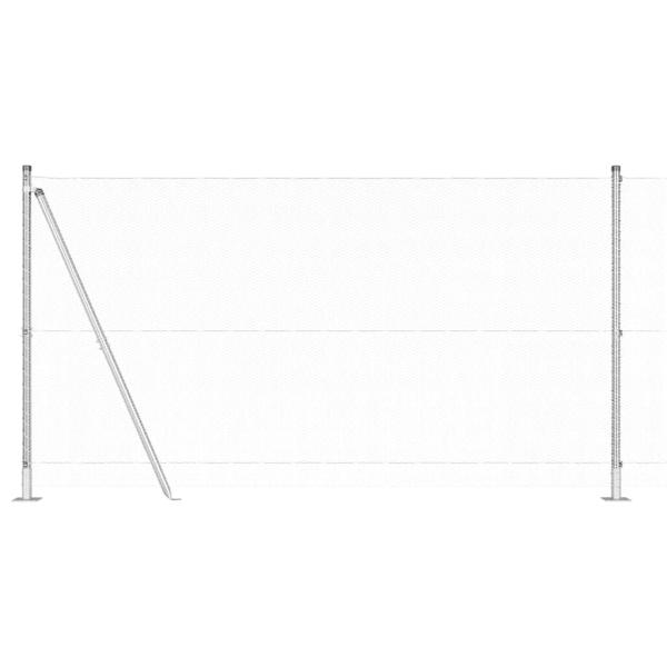 Sechseckzaun 1.2x50 m Verzinkter Stahl, Zaunpfosten mit Grundplatten 13 Stück Ø32mm 68.5cm Verzinkter Stahl