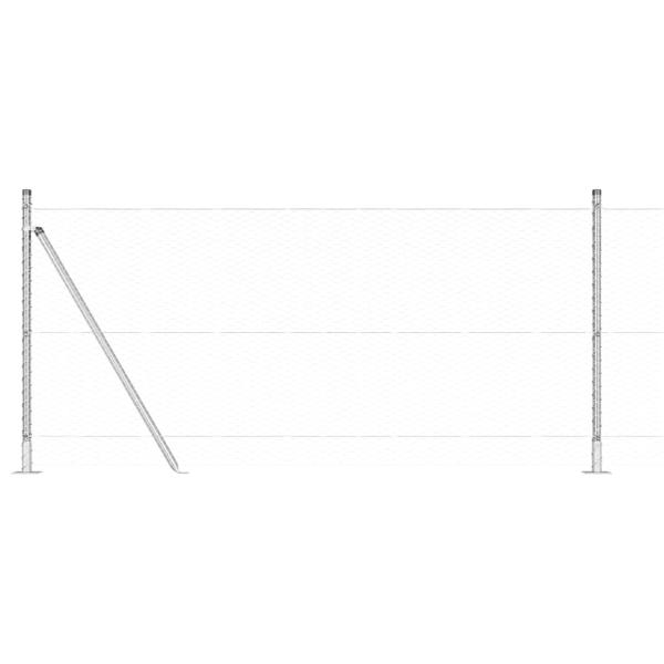 Hexagonzaun 1x100 m Galvanisierter Stahl, Zaunpfosten mit Unterlegplatten 13 Stück Ø32mm 110cm Galvanisierter Stahl