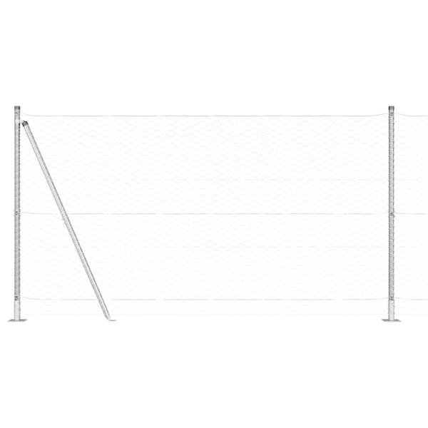 Sechseckzaun 1,2x100 m galvanisierter Stahl, Zaunpfosten mit Basisplatten 13 Teile Ø32mm 68,5cm galvanisierter Stahl