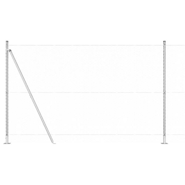 Hexagonzaun 1.4x100 m Verzinkter Stahl, Zaunpfosten mit Fußplatten 13 Stk Ø32mm 78.5cm Verzinkter Stahl