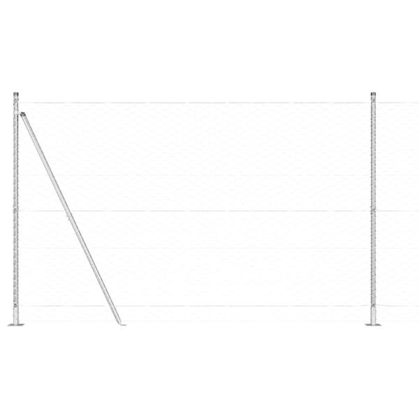 Hexagonzaun 1,4x100 m verzinkter Stahl, Zaunpfosten mit Basisplatten 13 Stk Ø32mm 78,5cm verzinkter Stahl
