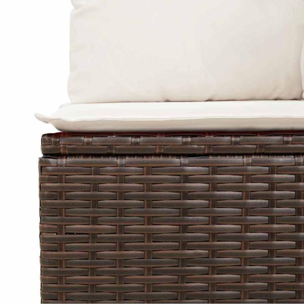 4-teiliges Garten Sofa Set mit Kissen Braun Poly Rattan, 2-Sitzer Garten Sofa mit Stauraum & Kissen Braun Poly Rattan