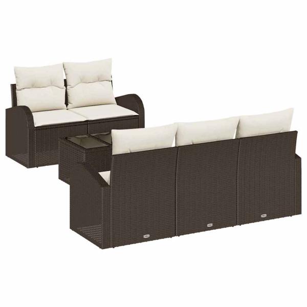 Gartensofa-set 6 stk. 5-Sitzanzahl Braun und Creme Poly-Rattan