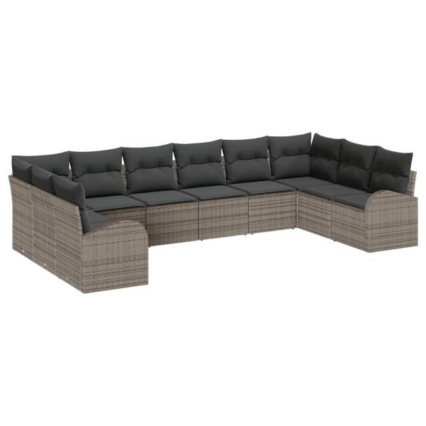 Gartensofa-set 10 stk. Grau Poly-Rattan