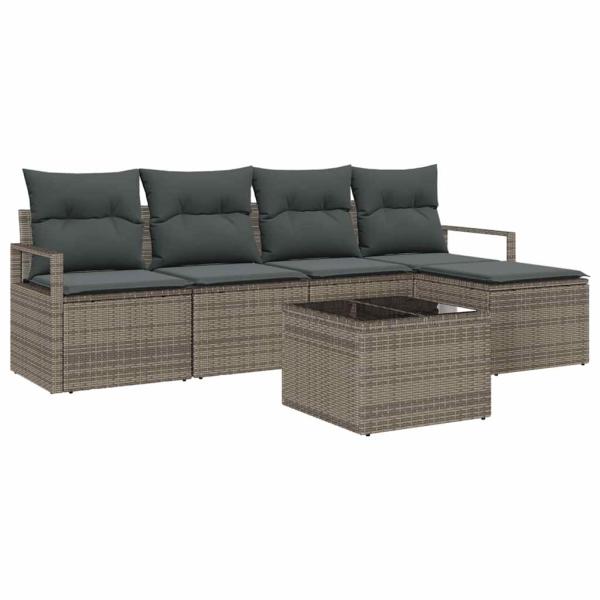 Sofa Set 6 stk. Hellgrau Poly-Rattan