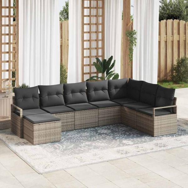 ARDEBO.de - 8-teiliges Garten Sofa Set mit Kissen schwarzes Poly Rattan, 2-Sitzer Garten Sofa mit Stauraum & Kissen schwarzes Poly Rattan