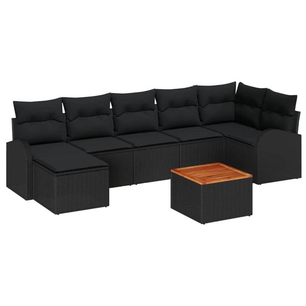 Gartensofa-set 8 stk. Schwarz Poly-Rattan