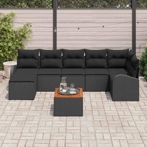 Gartensofa-set 8 stk. Schwarz Poly-Rattan