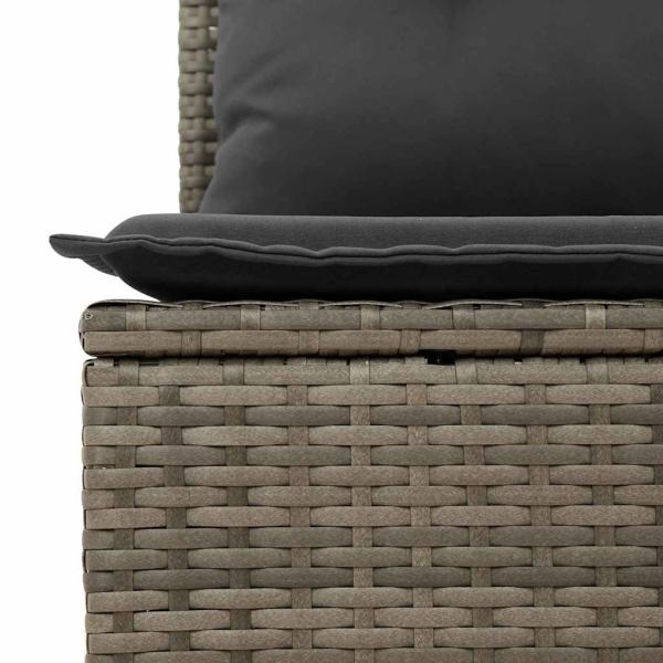 5-teiliges Garten-Sofa-Set mit Kissen Grau Poly-Rattan, 2-Sitzer Garten-Sofa mit Stauraum & Kissen Grau Poly-Rattan
