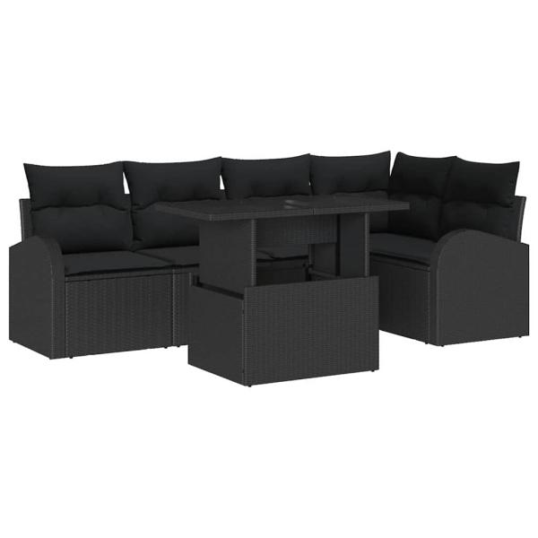 Gartensofa-set 6 stk. 5-Sitzanzahl Schwarz Poly Rattan