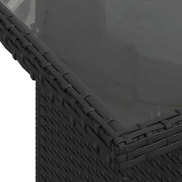 7-teiliges Garten Sofa Set mit Kissen Schwarz Poly Rattan, 2-Sitzer Garten Sofa mit Stauraum & Kissen Schwarz Poly Rattan