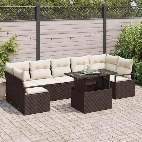 ARDEBO.de - Gartensofa-set 8 stk. Braun Poly Rattan