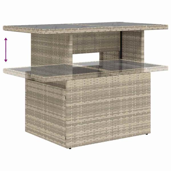 7-teiliges Garten Sofa Set mit Kissen in Hellgrau aus Poly Rattan, 2-Sitzer Garten Sofa mit Stauraum & Kissen in Grauem Poly Rattan