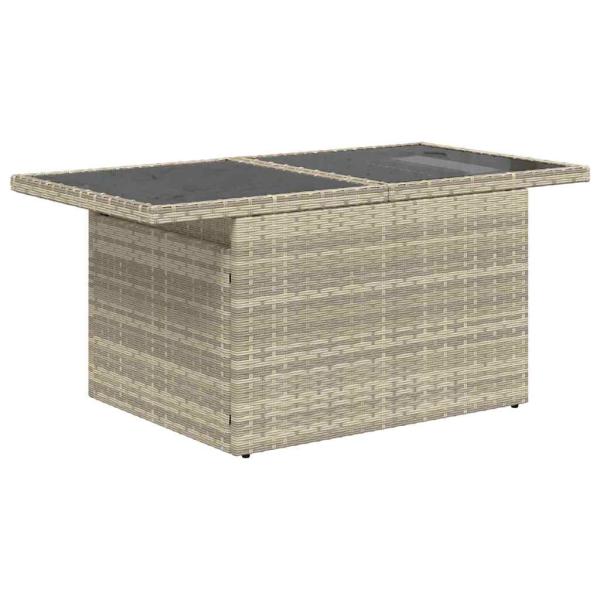 9-teiliges Garten Sofa Set mit Kissen Hellgrau Poly Rattan, 2-Sitzer Garten Sofa mit Stauraum & Kissen Grau Poly Rattan