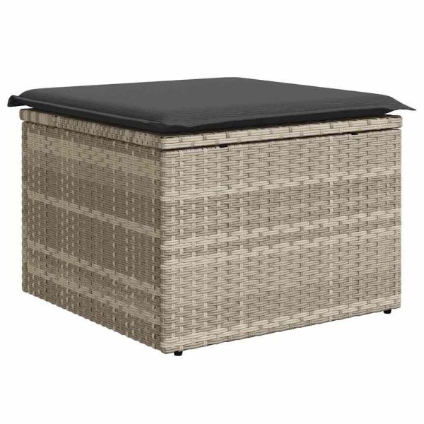 9-teiliges Garten Sofa Set mit Kissen Hellgrau Poly Rattan, 2-Sitzer Garten Sofa mit Stauraum & Kissen Grau Poly Rattan