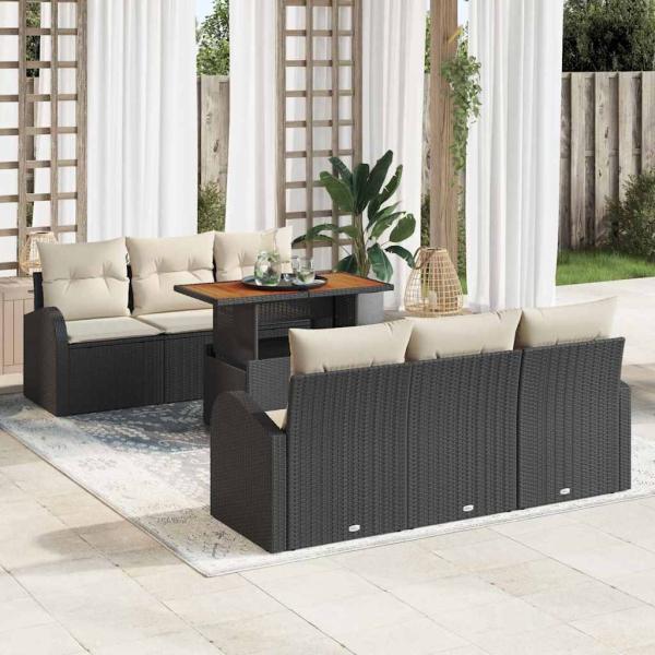 ARDEBO.de - Garten-Sofa-Set 7 stk. Schwarz Poly Rattan