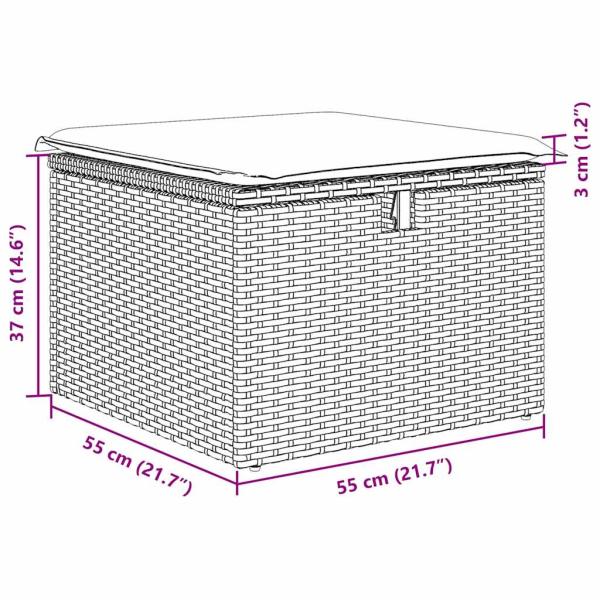 6-teiliges Garten-Sofa-Set mit Kissen Beige Poly-Rattan, 2-Sitzer Garten-Sofa mit Kissen Beige Poly-Rattan