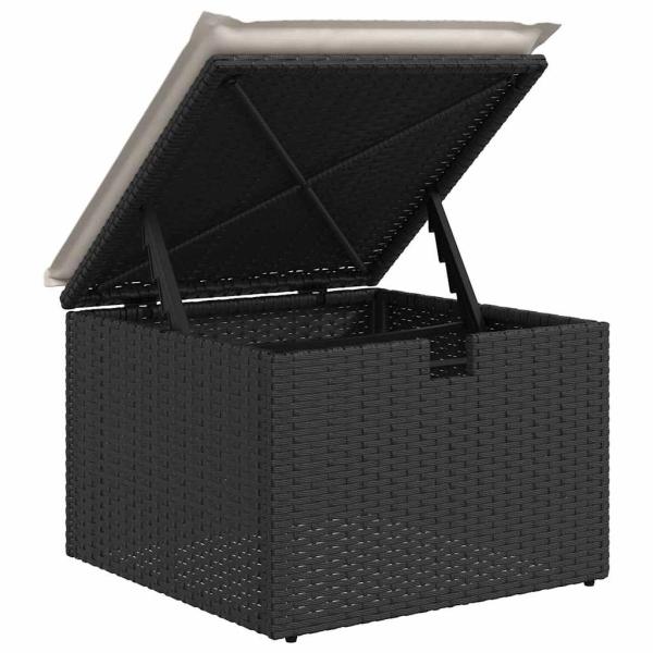 5-teiliges Garten Sofa Set mit Kissen Schwarz Poly Rattan, 2-Sitzer Garten Sofa mit Kissen Schwarz Poly Rattan