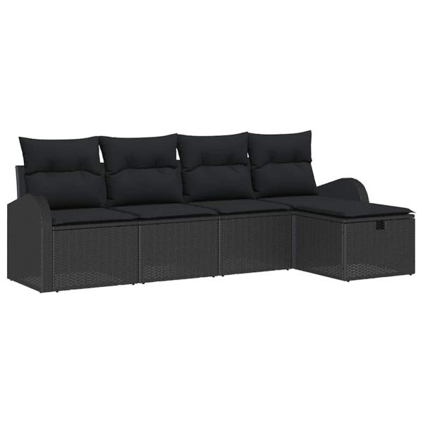 Gartensofa-set 5 stk. Schwarz Poly-Rattan