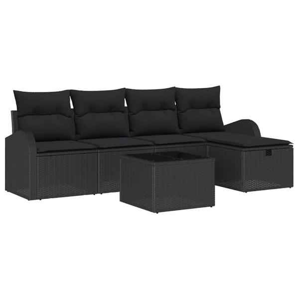 Gartensofa-set 6 stk. Schwarz Poly-Rattan