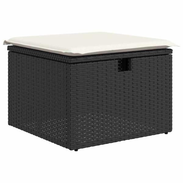 6-teiliges Garten-Sofa-Set mit Kissen Schwarz Poly-Rattan, 2-Sitzer Garten-Sofa mit Stauraum & Kissen Schwarz Poly-Rattan