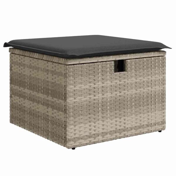 6-teiliges Garten-Sofa-Set mit Kissen Hellgraues Poly-Rattan, 2-Sitzer Garten-Sofa mit Stauraum & Kissen Grau Poly-Rattan