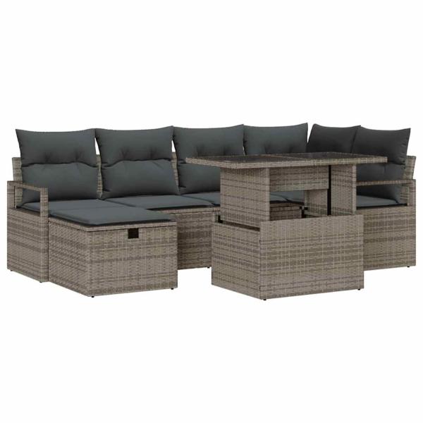Gartensofa-set 7 stk. Grau Poly-Rattan