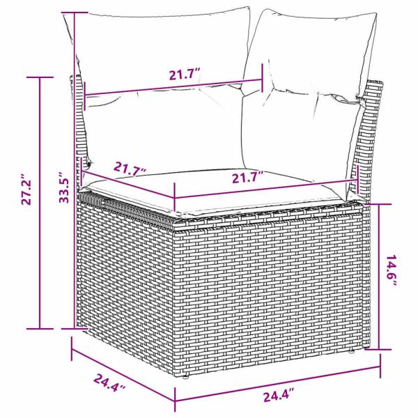 11-teiliges Garten-Sofa-Set mit Kissen Schwarz Poly-Rattan Akazie, 3-teiliges Garten-Dining-Set mit Kissen Schwarz Poly-Rattan Akazie