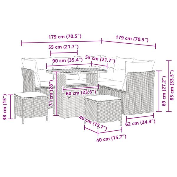 Gartensofa-set 8 pcs Schwarz Poly-Rattan