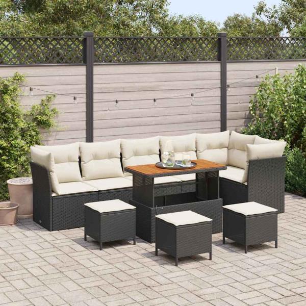 ARDEBO.de - Gartensofa-set 10 pcs Schwarz Poly-Rattan