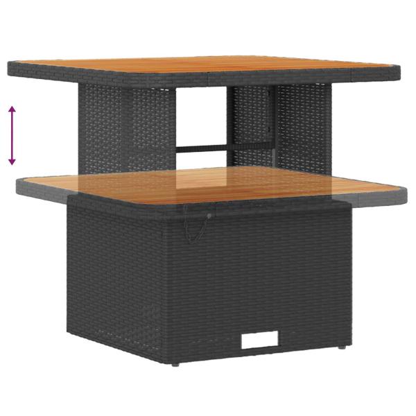 12-teiliges Garten-Sofa-Set mit Kissen Schwarzes Poly-Rattan Akazie, 3-teiliges Garten-Dining-Set mit Kissen Schwarzes Poly-Rattan Akazie