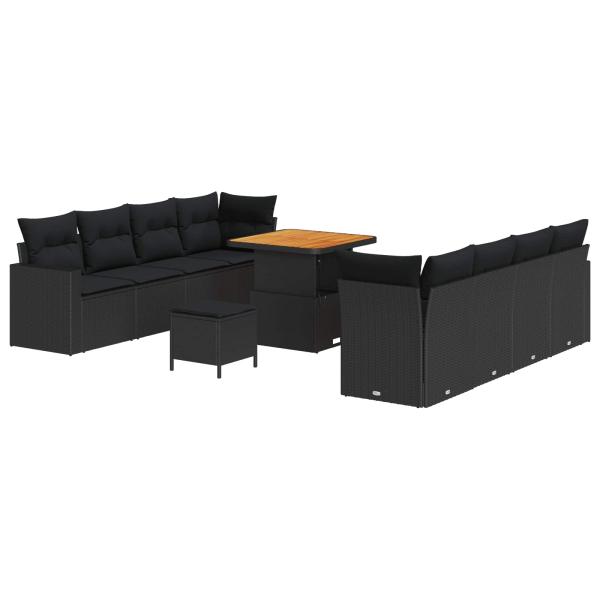 Gartensofa-set 11 stk. Schwarz Poly-Rattan