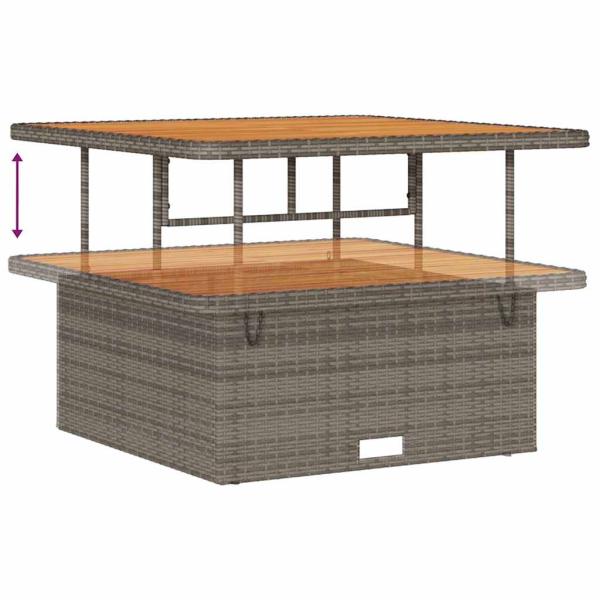 13-teiliges Garten Sofaset mit Kissen Graues Poly Rattan Akazie, 3-teiliges Garten Essset mit Kissen Graues Poly Rattan Akazie