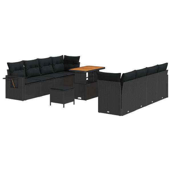 Gartensofa-set 11 stk. Schwarz Poly Rattan