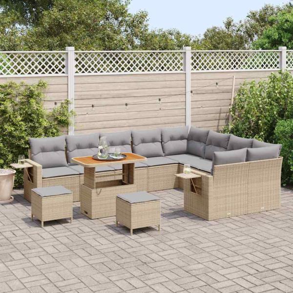 Gartensofa-set 12 pcs Beige Poly-Rattan