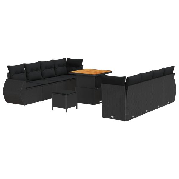 Gartensofa-set 11 stk. Schwarz Poly-Rattan