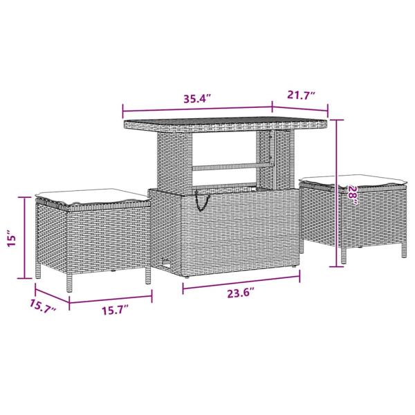 10-teiliges Garten-Sofa-Set mit Kissen Schwarz Poly Rattan Akazie, 3-teiliges Garten-Esszimmer-Set mit Kissen Schwarz Poly Rattan Akazie