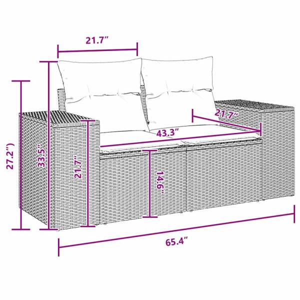 9-teiliges Garten Sofa Set mit Kissen Schwarz Poly Rattan Akazie, 4-teiliges Garten Essset mit Kissen Schwarz Poly Rattan Akazie