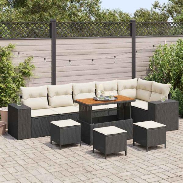 ARDEBO.de - Garten-Sofa-Set 10 pcs Schwarz Poly-Rattan