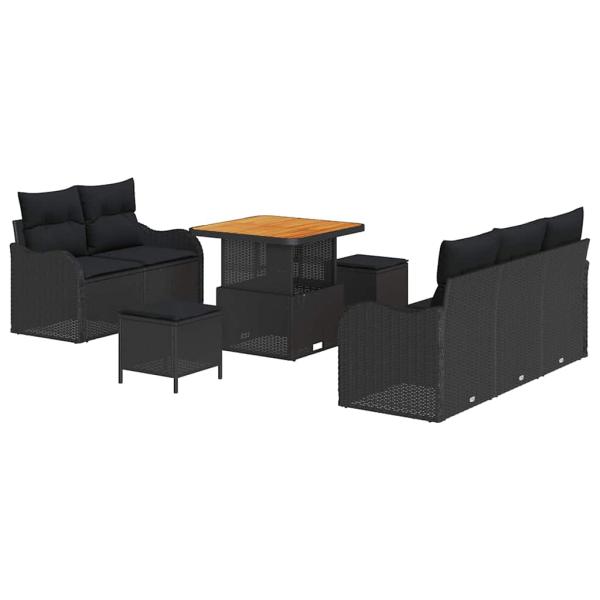 Gartensofa-set 8 Stk. Schwarz Poly-Rattan
