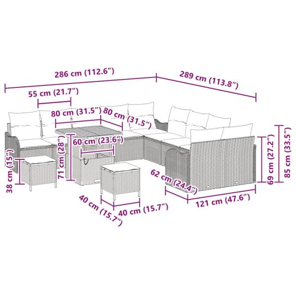 13-teiliges Garten Sofa Set mit Kissen Schwarz Poly-Rattan Akazie, 2-Sitzer Garten Sofa mit Kissen Schwarz Poly-Rattan, 3-teiliges Garten Esszimmer Set mit Kissen Schwarz Poly-Rattan Akazie