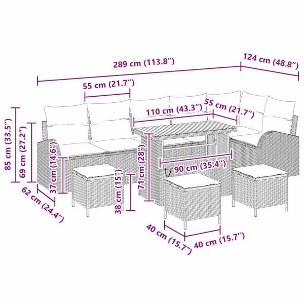 Gartensofa-set 10 Stk. Beige Poly-Rattan