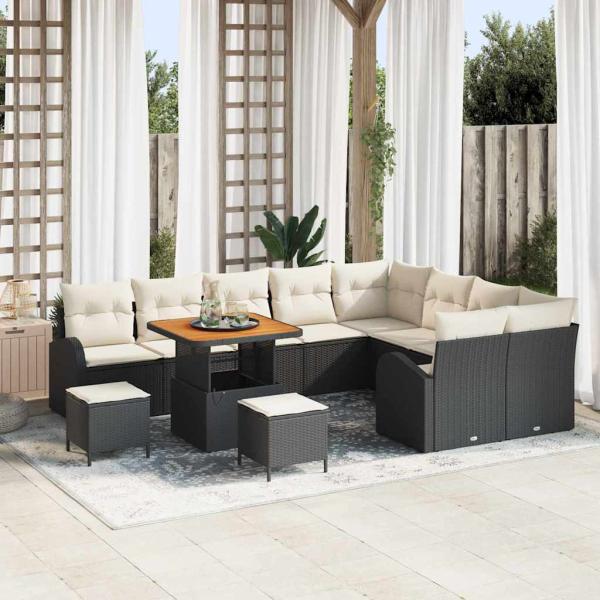 ARDEBO.de - {"German"=>"12-teiliges Garten Sofa Set mit Kissen Schwarz Poly Rattan Akazie"}, {"German"=>"3-teiliges Garten Esstisch Set mit Kissen Schwarz Poly Rattan Akazie"}, {"German"=>"2-Sitzer Garten Sofa mit Kissen Schwarz Poly Rattan"}