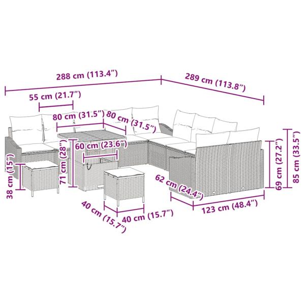 13-teiliges Garten-Sofa-Set mit Kissen Schwarz Poly-Rattan Akazie, 2-Sitzer-Garten-Sofa mit Kissen Schwarz Poly-Rattan, 3-teiliges Garten-Ess-Set mit Kissen Schwarz Poly-Rattan Akazie